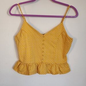 Forever 21 Mustard Polka Dot Ruffle Cami